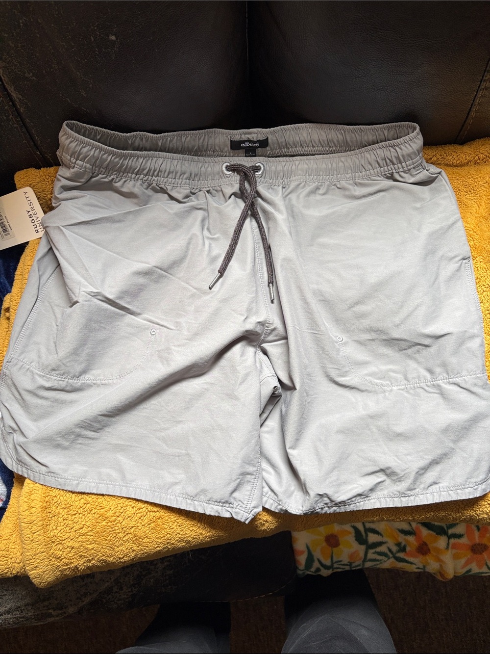allbirds Men's Hybrid Shorts in Light Gray with Dark Gray Drawstring